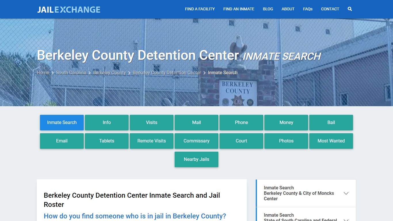 Berkeley County Detention Center Inmate Search - Jail Exchange